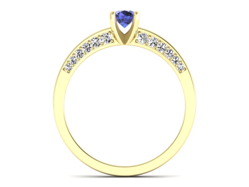 Pierścionek z tanzanitem i brylantami żółte złoto - p16326zt — zdjęcie 2