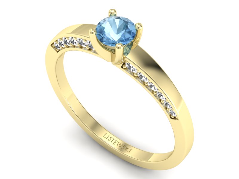 Pierścionek z topazem i brylantami żółte złoto - p16326ztp — zdjęcie 3