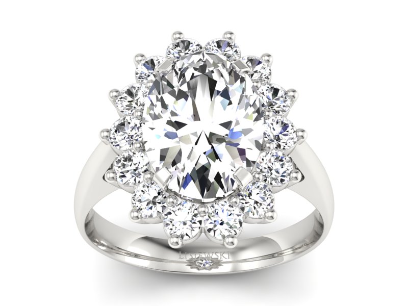 Złoty pierścionek z diamentami białe złoto - p16327b