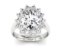 Złoty pierścionek z diamentami białe złoto - p16327b