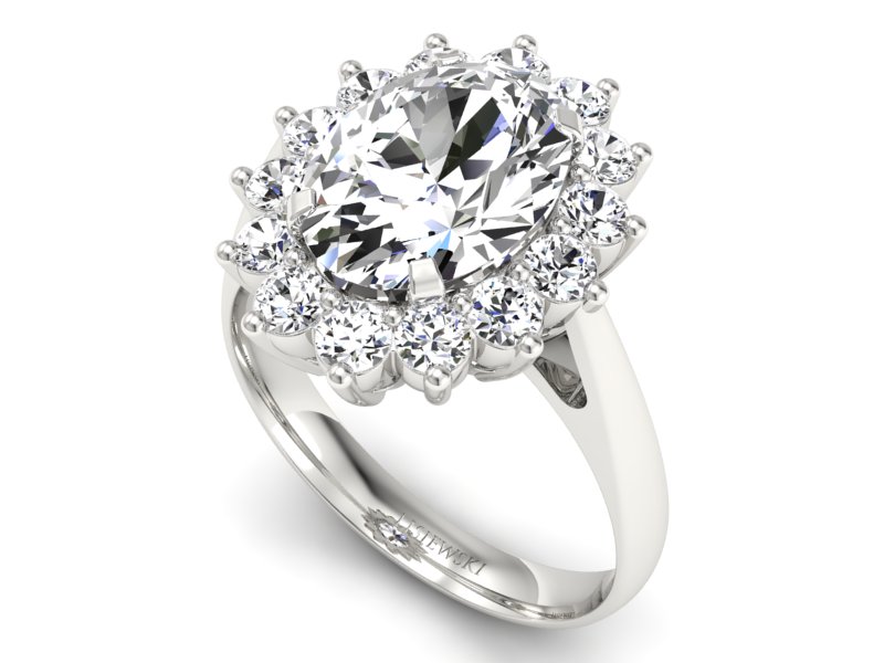 Złoty pierścionek z diamentami białe złoto - p16327b — zdjęcie 3