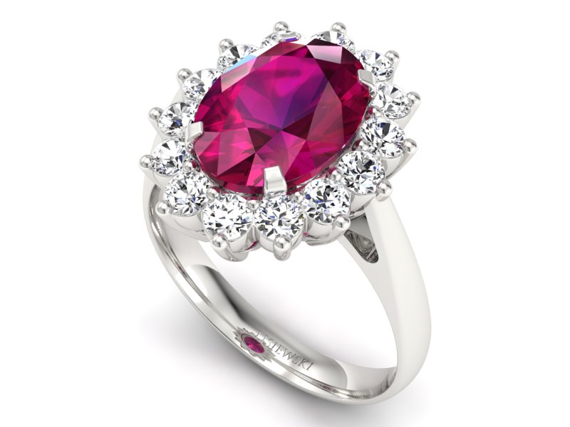 Pierścionek z rubinem i brylantami białe złoto - p16327br — zdjęcie 3