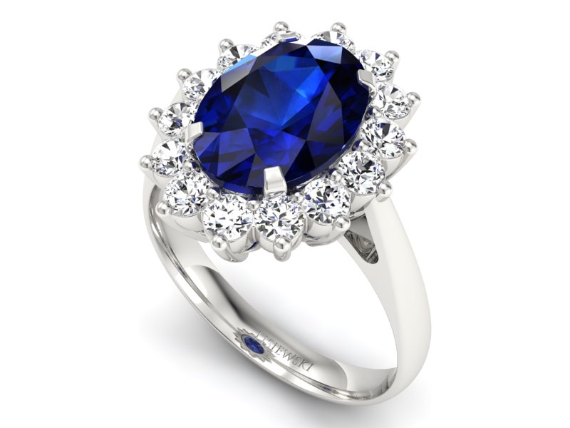 Pierścionek z szafirem i brylantami białe złoto - p16327bsz — zdjęcie 3