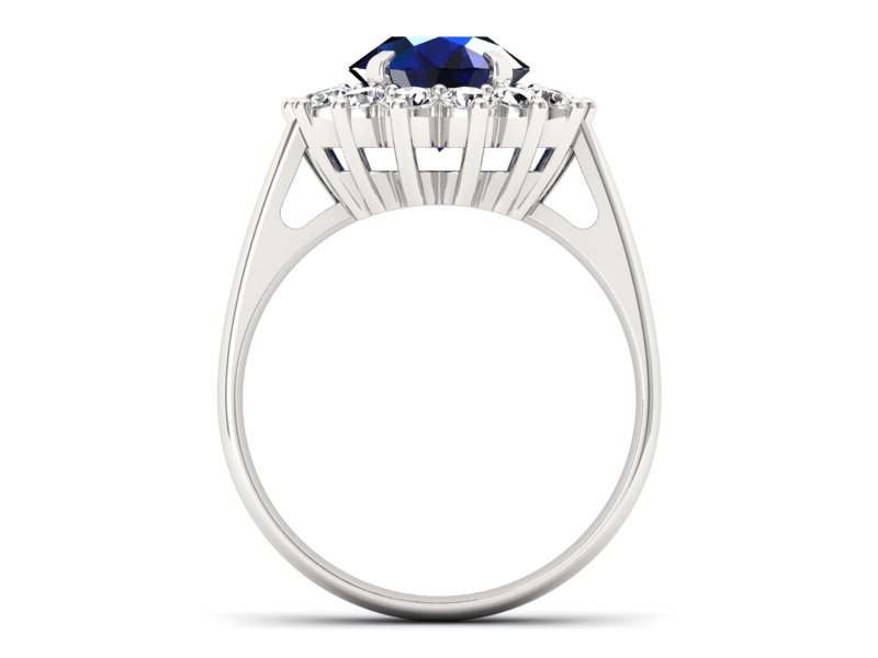 Pierścionek z szafirem i brylantami białe złoto - p16327bsz — zdjęcie 2