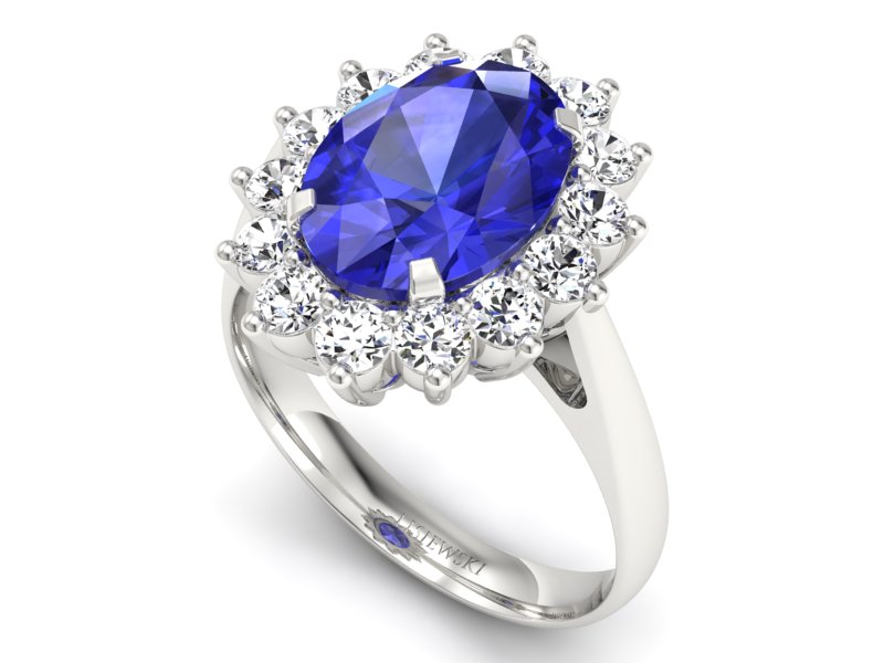 Pierścionek z szafirem i brylantami białe złoto - p16327bszc — zdjęcie 3