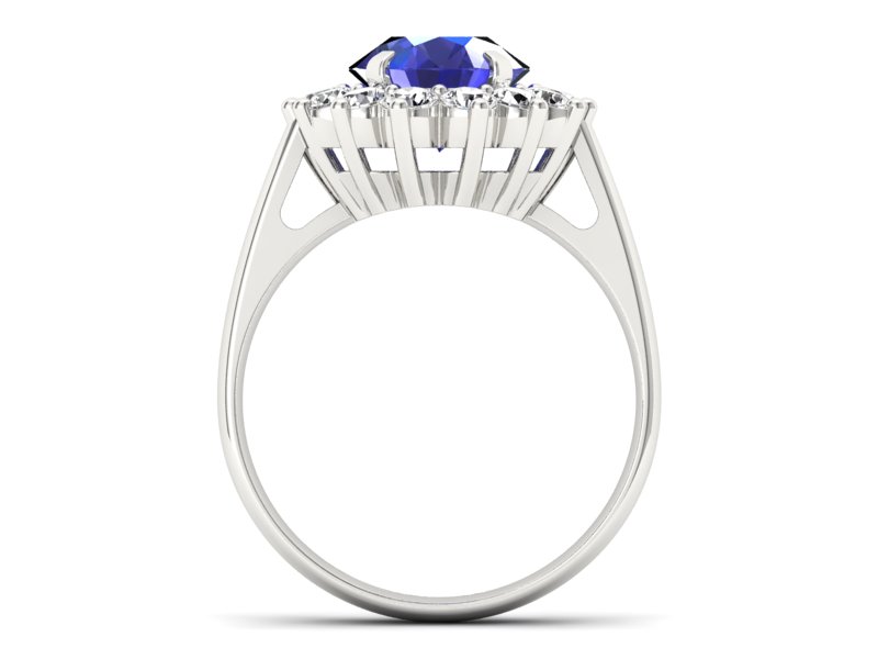 Pierścionek z szafirem i brylantami białe złoto - p16327bszc — zdjęcie 2