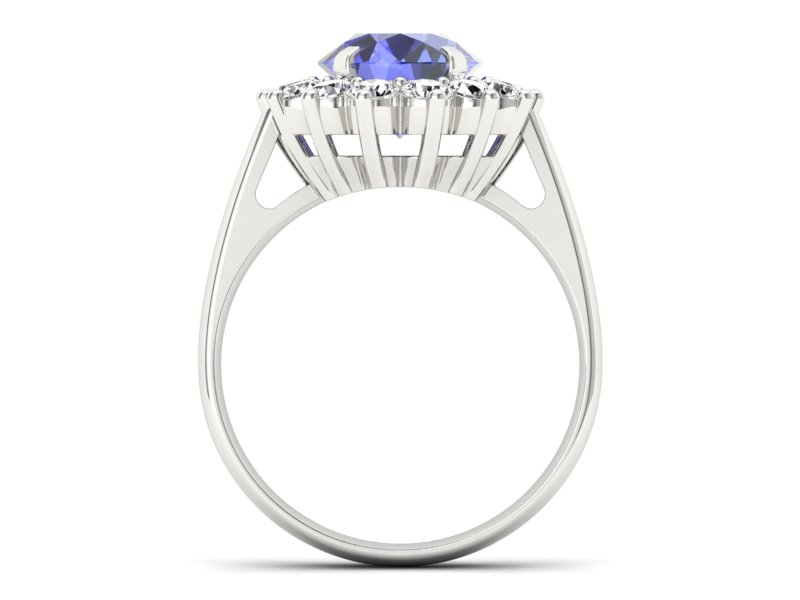 Pierścionek z tanzanitem białe złoto i brylantami - p16327bt — zdjęcie 2