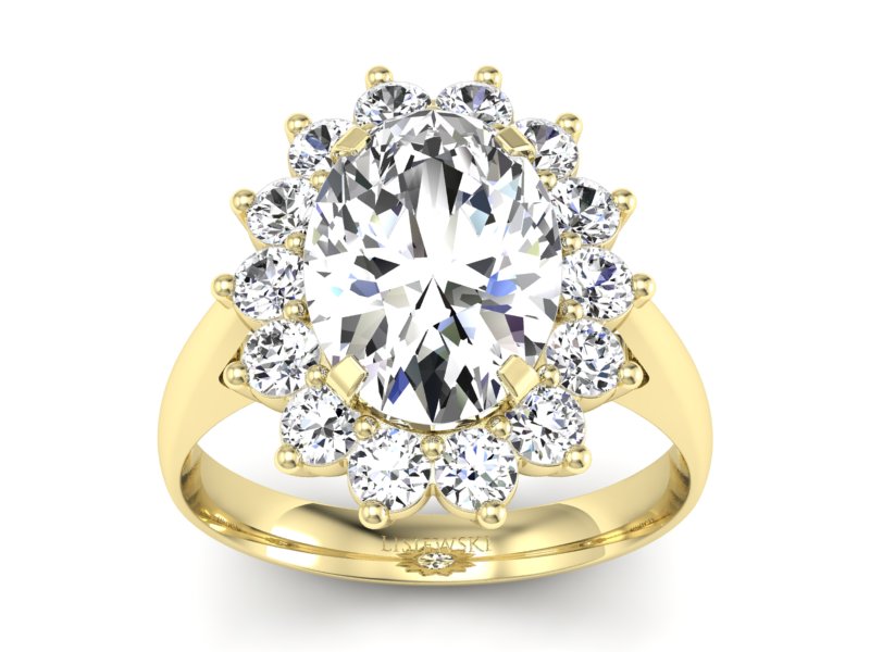 Złoty pierścionek z diamentami żółte złoto - p16327z