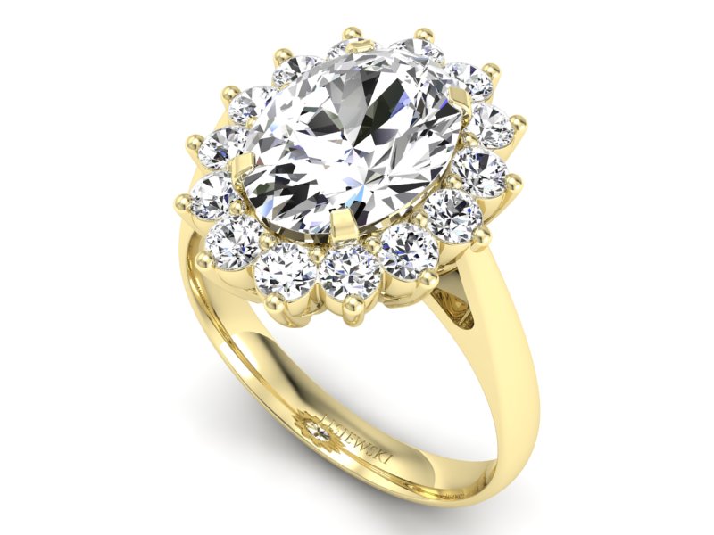 Złoty pierścionek z diamentami żółte złoto - p16327z — zdjęcie 3