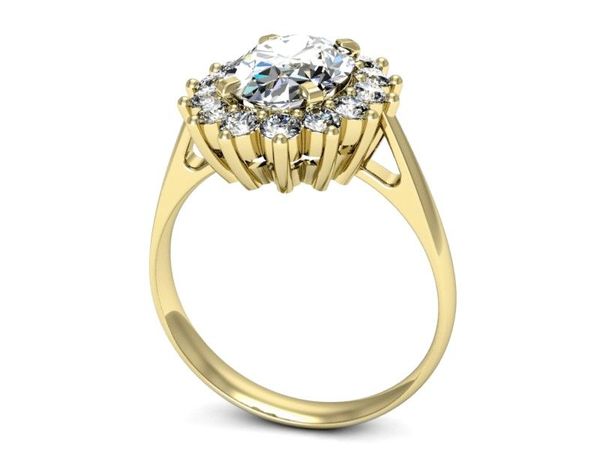 Złoty Pierścionek z diamentami żółte złoto 585 - p16327z