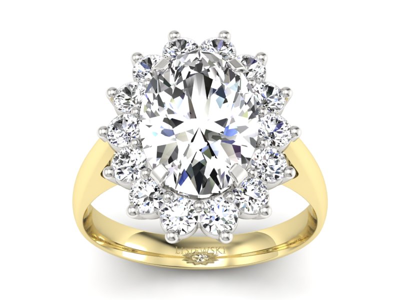 Pierścionek z diamentami żółte i białe złoto - p16327zb