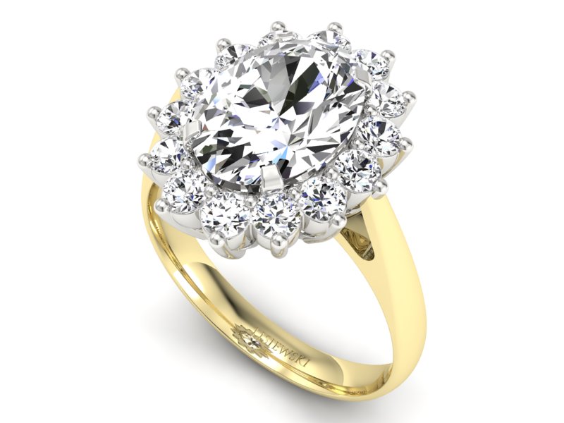 Pierścionek z diamentami żółte i białe złoto - p16327zb — zdjęcie 3