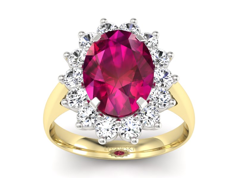 Pierścionek z rubinem i diamentami - p16327zbr