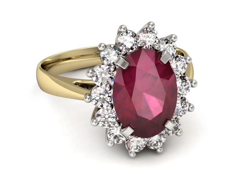 Pierścionek z rubinem i diamentami - p16327zbr — zdjęcie 5