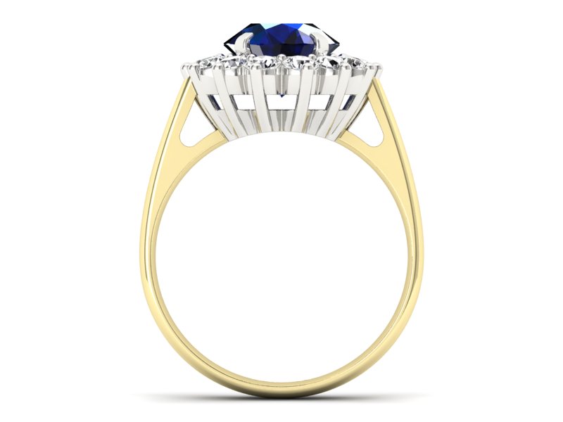 Złoty pierścionek z szafirem i brylantami - p16327zbsz — zdjęcie 2