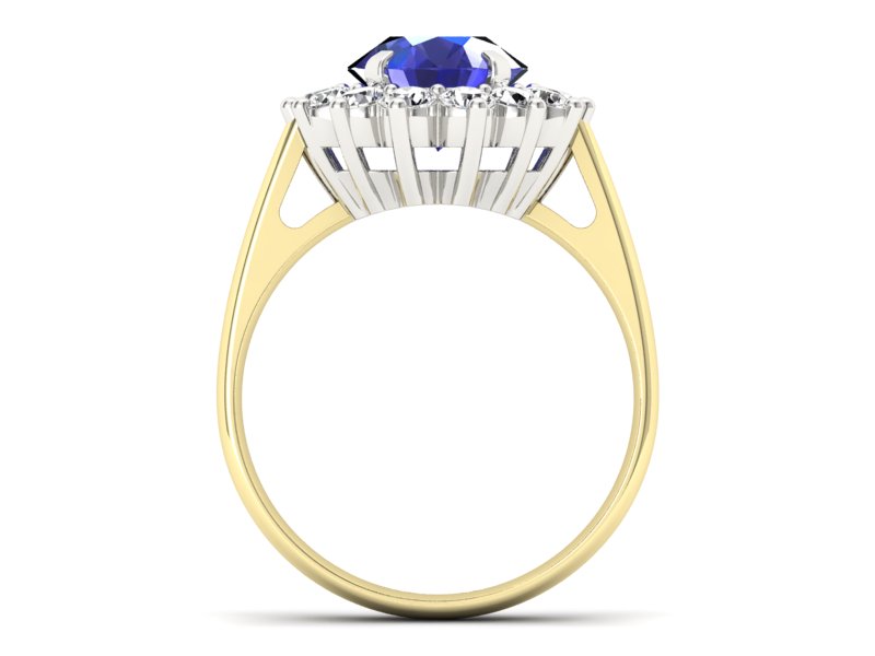Złoty pierścionek z szafirem i brylantami - p16327zbszc — zdjęcie 2
