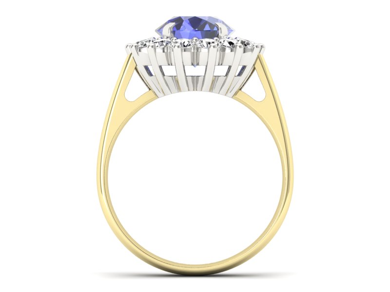 Złoty pierścionek z tanzanitem i brylantami - p16327zbt — zdjęcie 2