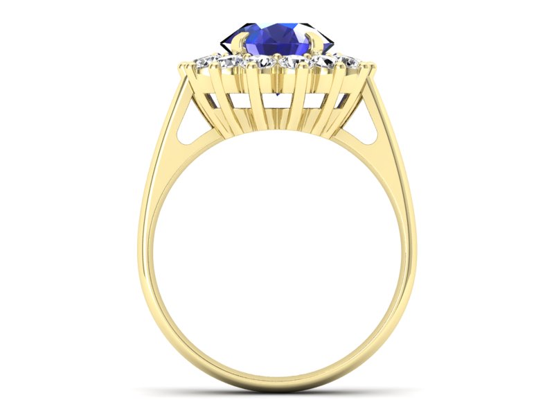 Pierścionek z szafirem i brylantami żółte złoto - p16327zszc — zdjęcie 2