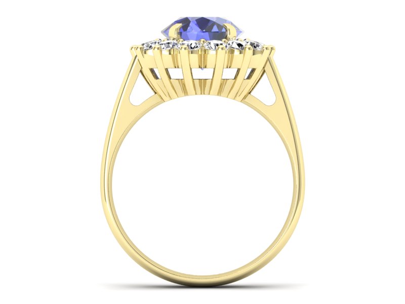 Pierścionek z tanzanitem i brylantami żółte złoto - p16327zt — zdjęcie 2