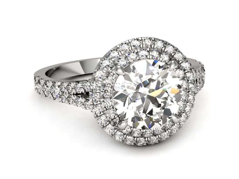 Złoty pierścionek z brylantami białe złoto - p16328b — zdjęcie 2