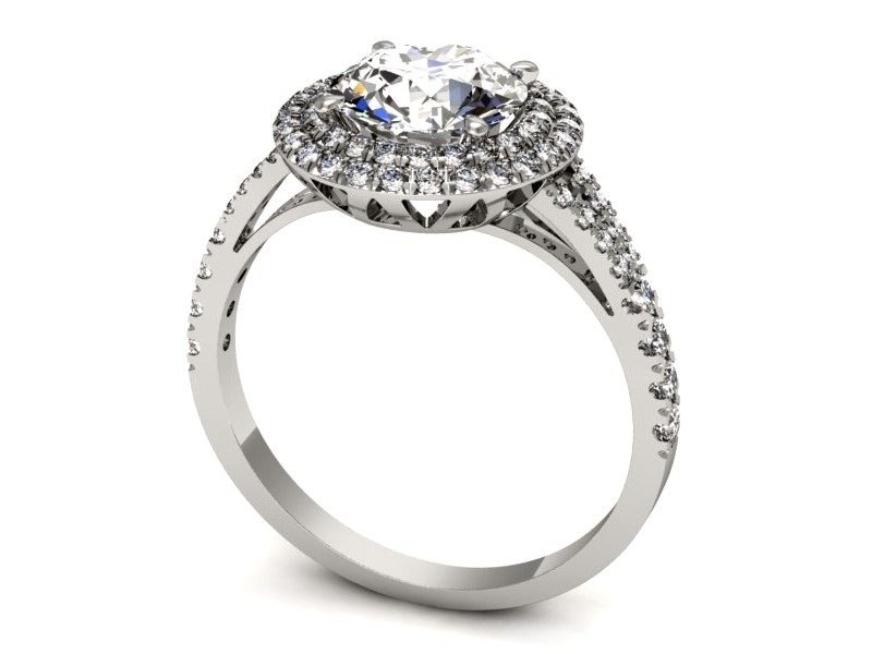 Złoty pierścionek z brylantami białe złoto - p16328b — zdjęcie 3