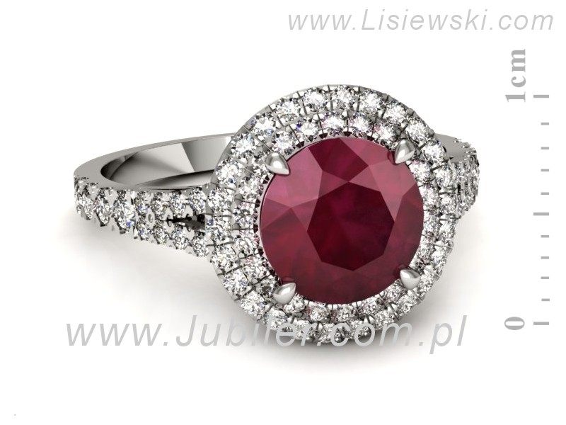Złoty pierścionek z rubinem i brylantami białe złoto - p16328br — zdjęcie 2