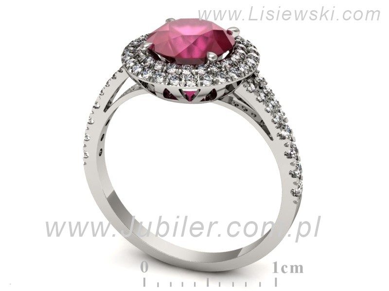 Złoty pierścionek z rubinem i brylantami białe złoto - p16328br — zdjęcie 3