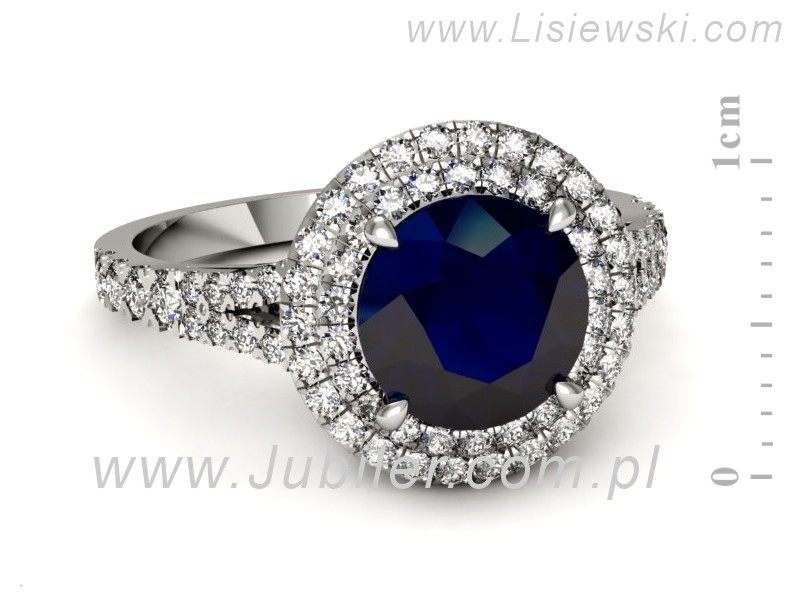 Pierścionek z szafirem i brylantami białe złoto - p16328bsz — zdjęcie 2