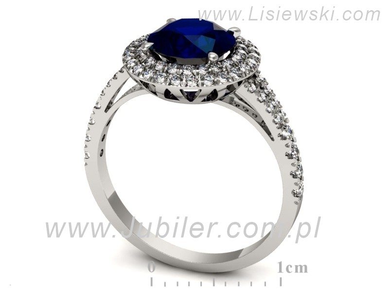 Pierścionek z szafirem i brylantami białe złoto - p16328bsz — zdjęcie 3