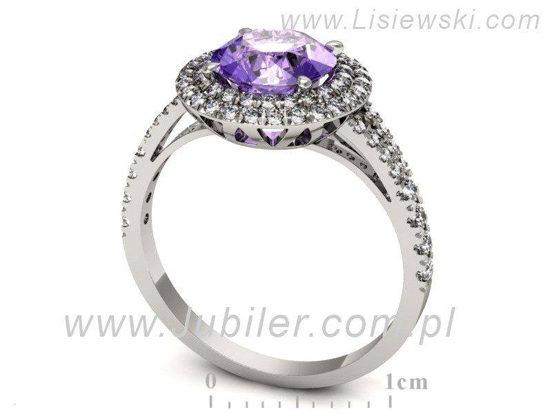 Pierścionek z tanzanitem białe złoto i brylantami - p16328bt — zdjęcie 3