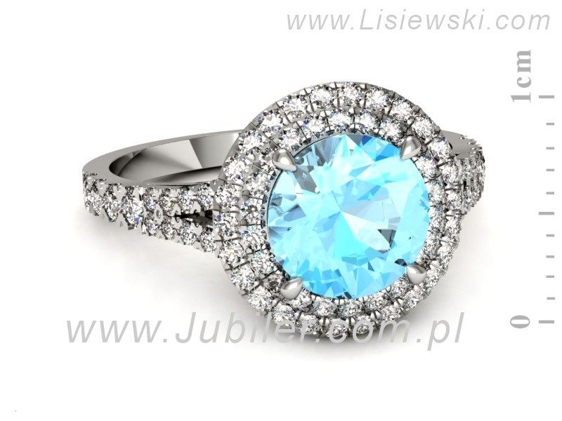 Pierścionek z topazem i brylantami białe złoto - p16328btp — zdjęcie 2