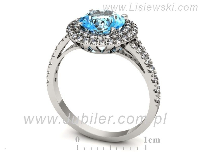Pierścionek z topazem i brylantami białe złoto - p16328btp — zdjęcie 3