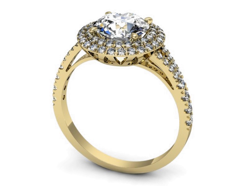 Złoty pierścionek z brylantami żółte złoto - p16328z — zdjęcie 3