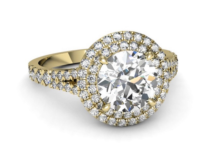 Złoty pierścionek z brylantami żółte złoto - p16328z — zdjęcie 2