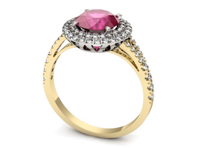 Pierścionek z rubinem i diamentami - p16328zbr — zdjęcie 3