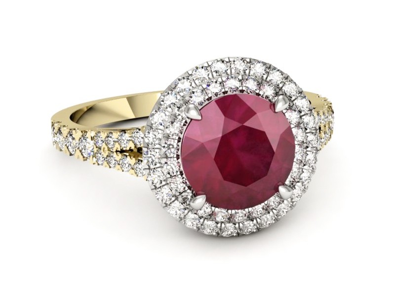 Pierścionek z rubinem i diamentami - p16328zbr — zdjęcie 2
