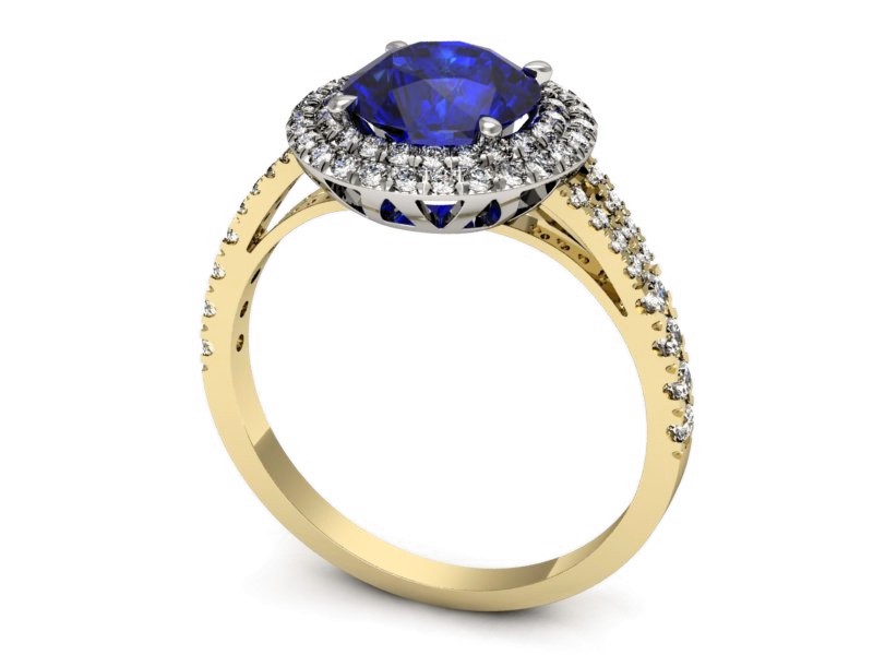 Pierścionek z szafirem i diamentami - p16328zbszc — zdjęcie 3