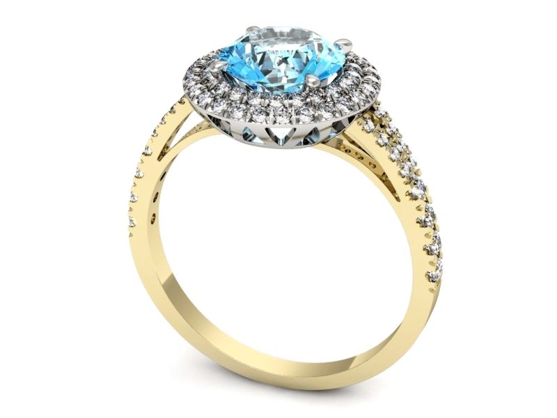 Złoty pierścionek z topazem i brylantami - p16328zbtp — zdjęcie 3