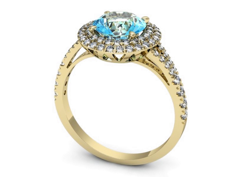 Złoty pierścionek z topazem i brylantami - p16328ztp — zdjęcie 3