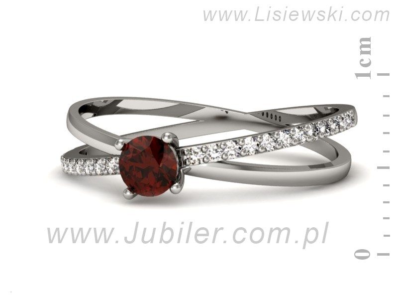 Pierścionek z granatem i brylantami białe złoto - p16329bgr — zdjęcie 2