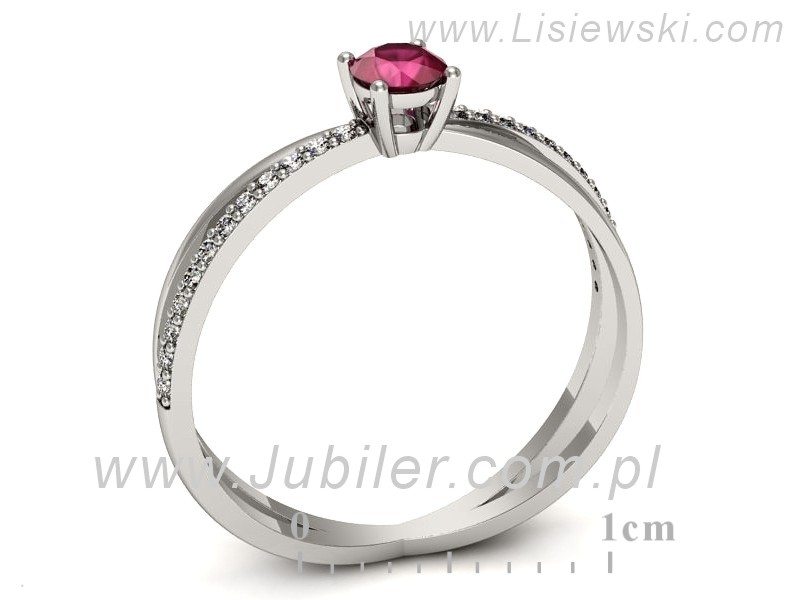 Pierścionek z rubinem i brylantami białe złoto - p16329br — zdjęcie 3