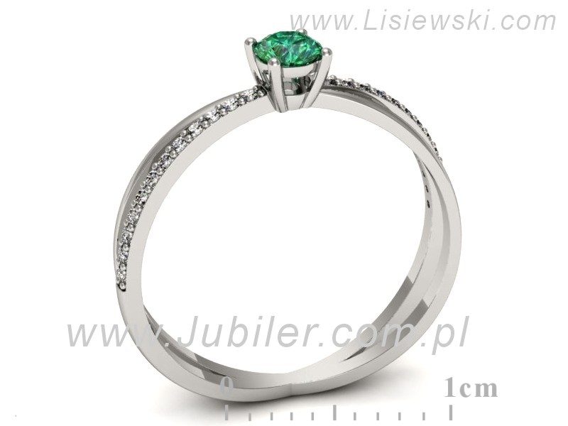 Złoty pierścionek ze szmaragdem i brylantami - p16329bsm — zdjęcie 3