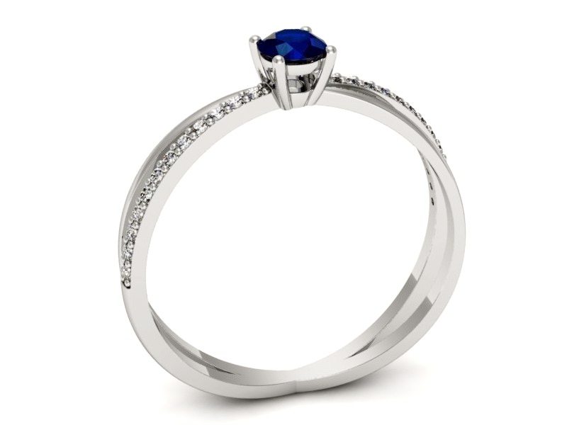 Pierścionek z szafirem i brylantami białe złoto - p16329bsz — zdjęcie 3