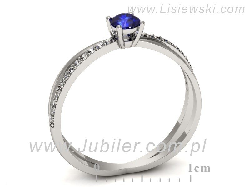 Pierścionek zaręczynowy z szafirem i brylantami - p16329bszc — zdjęcie 3