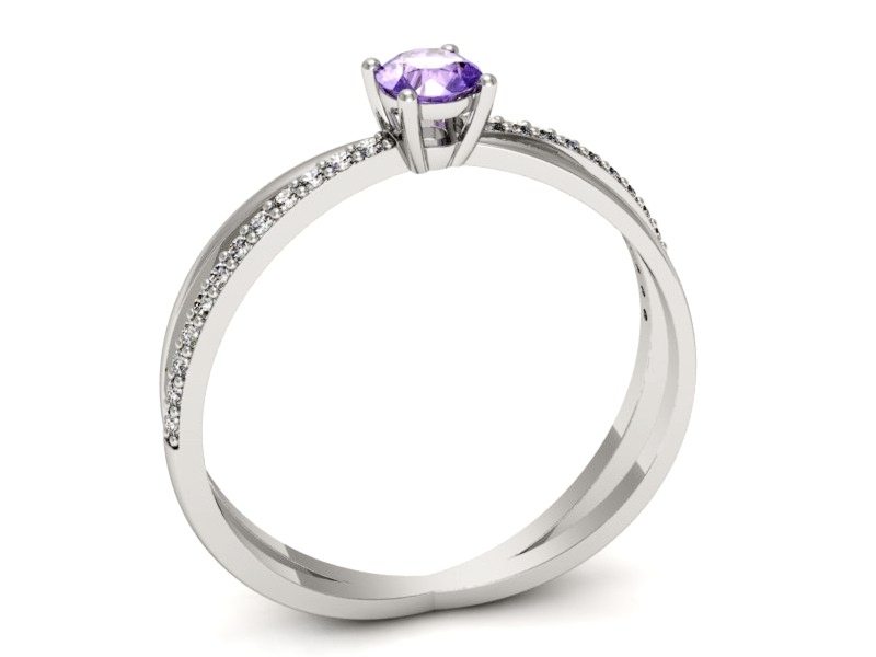 Pierścionek z tanzanitem białe złoto i brylantami - p16329bt — zdjęcie 3