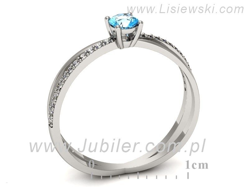 Pierścionek z topazem i brylantami białe złoto - p16329btp — zdjęcie 3