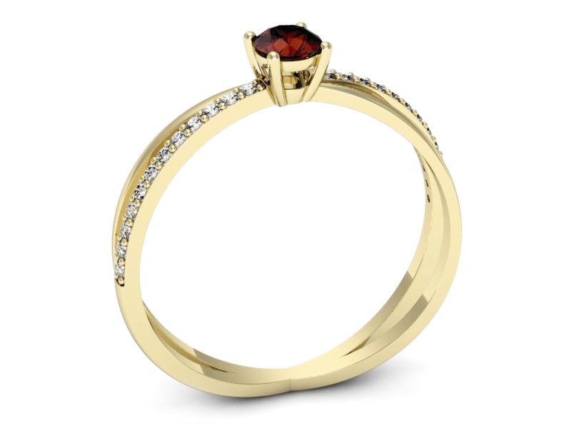 Pierścionek zaręczynowy z granatem i brylantami - p16329zgr — zdjęcie 3