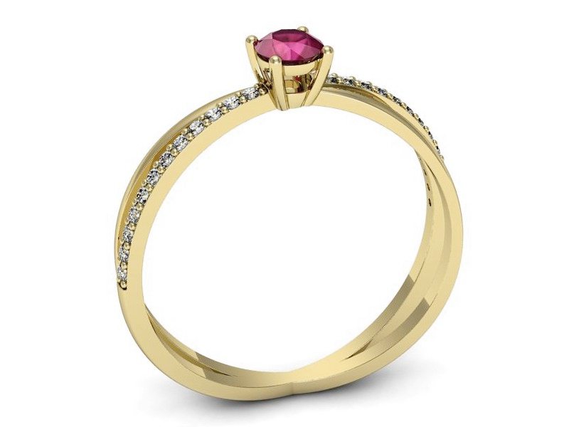 Pierścionek z rubinem i brylantami - p16329zr — zdjęcie 3