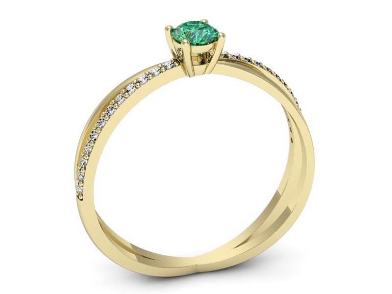 Złoty pierścionek ze szmaragdem i brylantami - p16329zsm — zdjęcie 3