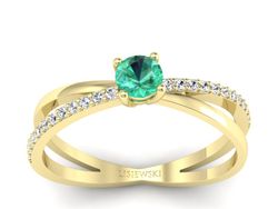 Złoty pierścionek ze szmaragdem i brylantami - p16329zsm